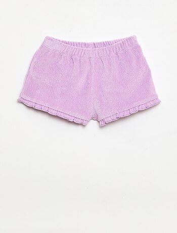 Pack de 2 pantalones cortos lisos de rizo con volantes