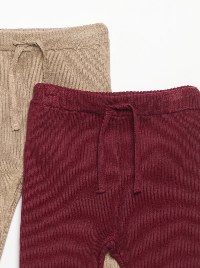 Pack de 2 pantalones de algodón de punto Beige - Kiabi