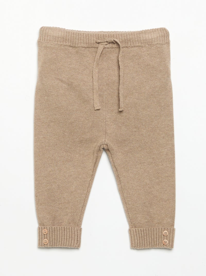 Pack de 2 pantalones de algodón de punto Beige - Kiabi