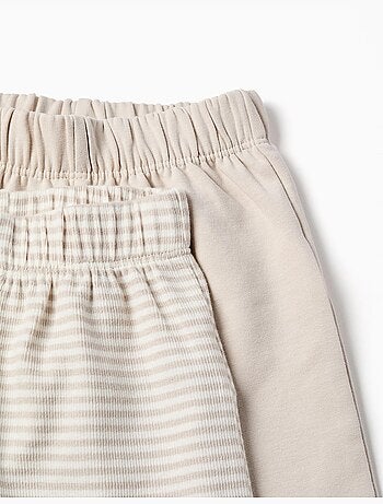 Pack de 2 pantalones de algodón liso/a rayas
