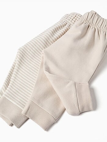 Pack de 2 pantalones de algodón liso/a rayas