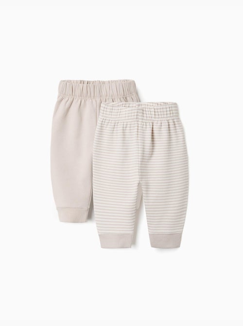 Pack de 2 pantalones de algodón liso/a rayas - Kiabi Pack de 2 pantalones de algodón liso/a rayas - Kiabi