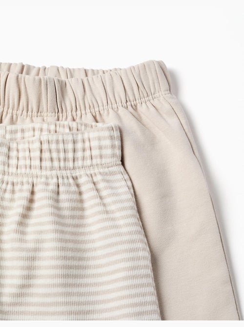 Pack de 2 pantalones de algodón liso/a rayas - Kiabi Pack de 2 pantalones de algodón liso/a rayas - Kiabi