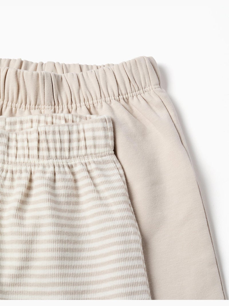 Pack de 2 pantalones de algodón liso/a rayas Gris claro - Kiabi