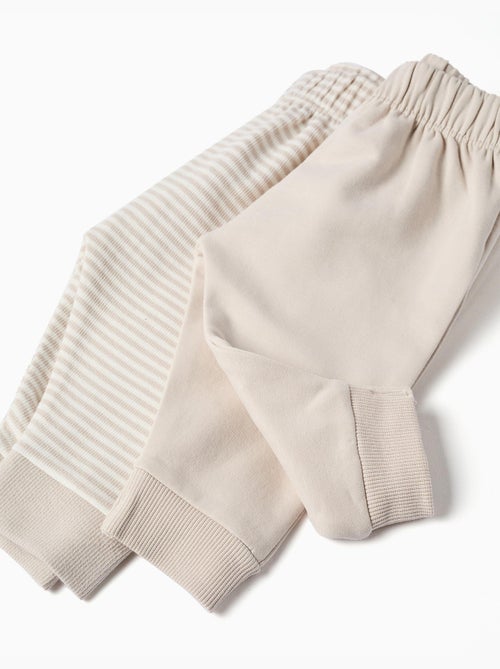 Pack de 2 pantalones de algodón liso/a rayas - Kiabi Pack de 2 pantalones de algodón liso/a rayas - Kiabi