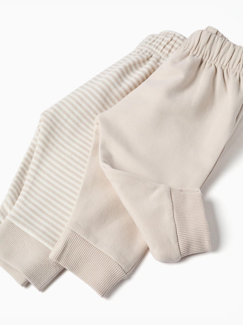 Pack de 2 pantalones de algodón liso/a rayas Gris claro - Kiabi
