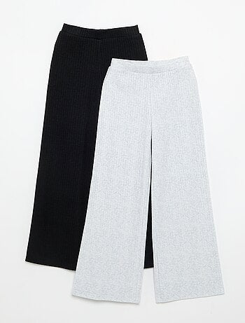 Pack de 2 pantalones de punto acanalado fino