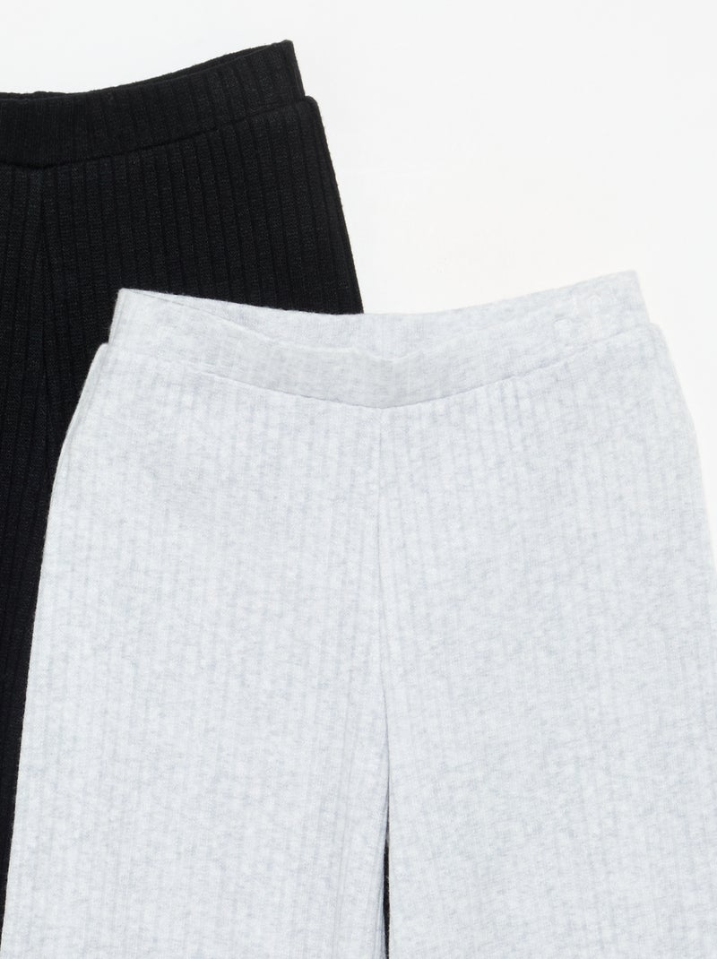 Pack de 2 pantalones de punto acanalado fino Negro - Kiabi