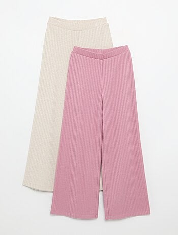 Pack de 2 pantalones de punto acanalado fino