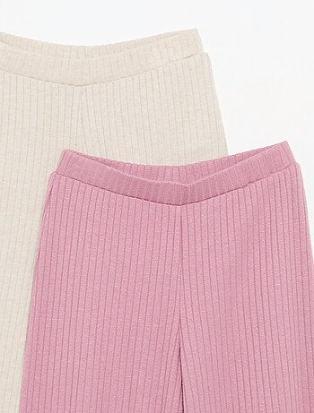 Pack de 2 pantalones de punto acanalado fino