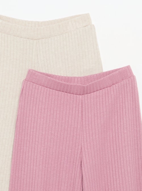 Pack de 2 pantalones de punto acanalado fino - Kiabi