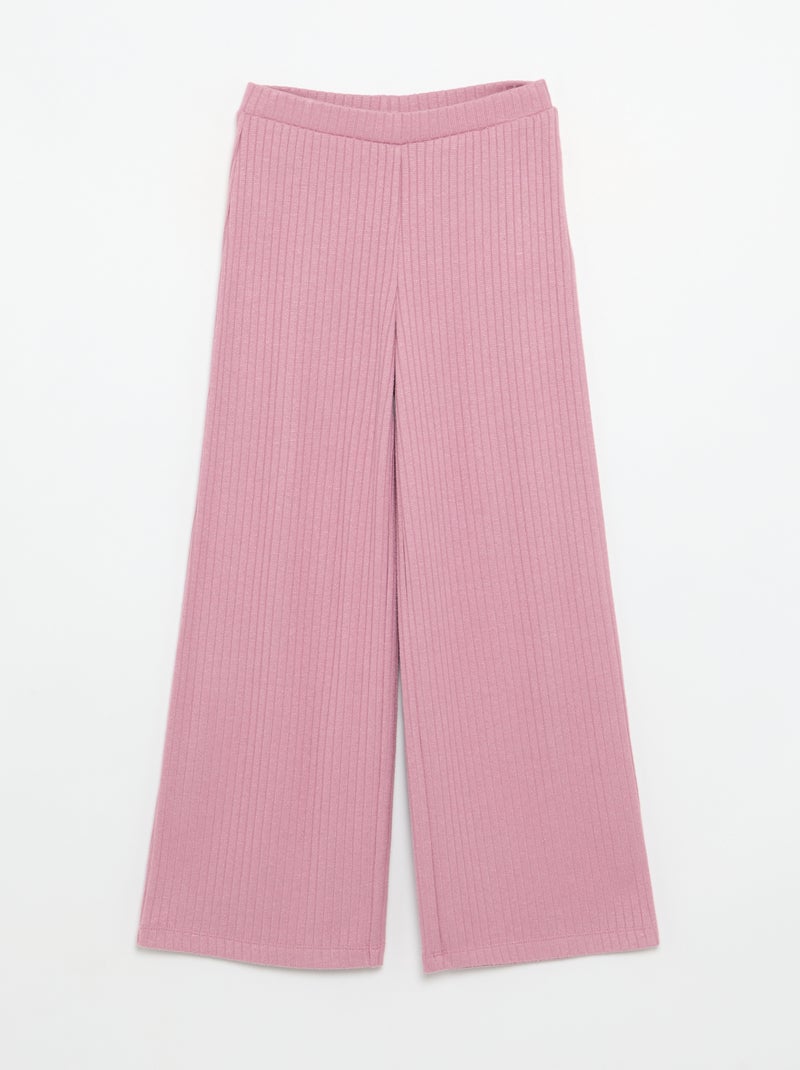 Pack de 2 pantalones de punto acanalado fino Rosa - Kiabi