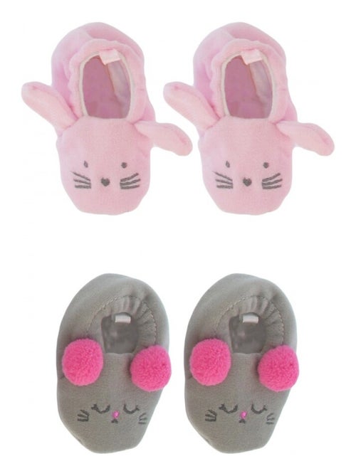 Pack de 2 pantuflas bebe - Kiabi Pack de 2 pantuflas bebe - Kiabi