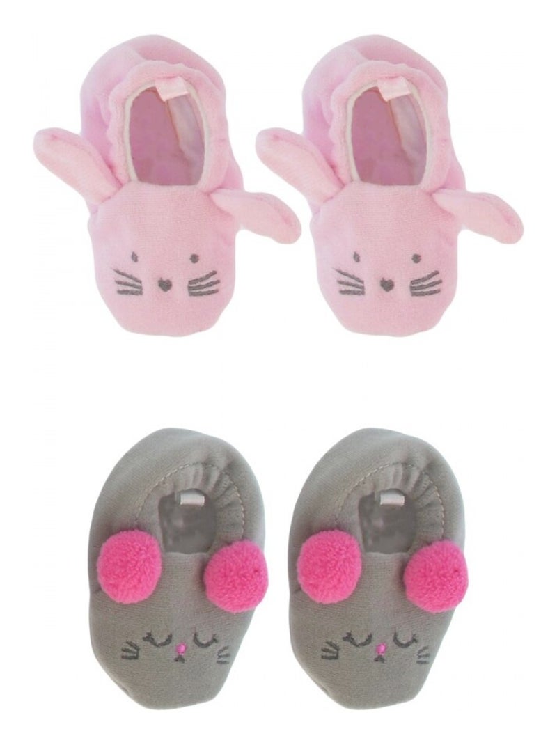 Pack de 2 pantuflas bebe Rosa - Kiabi