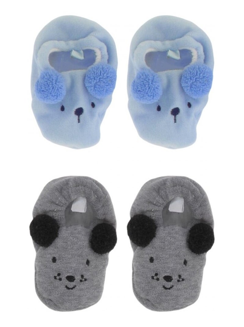 Pack de 2 pantuflas bebe Rosa pálido - Kiabi