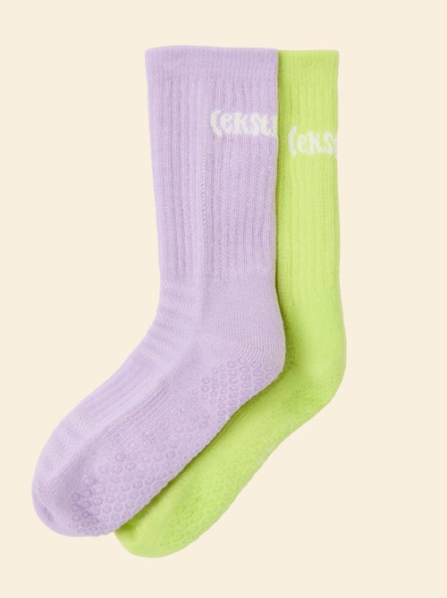 Pack de 2 pares de calcetines altos antideslizantes - (ekstract) - Kiabi Pack de 2 pares de calcetines altos antideslizantes - (ekstract) - Kiabi