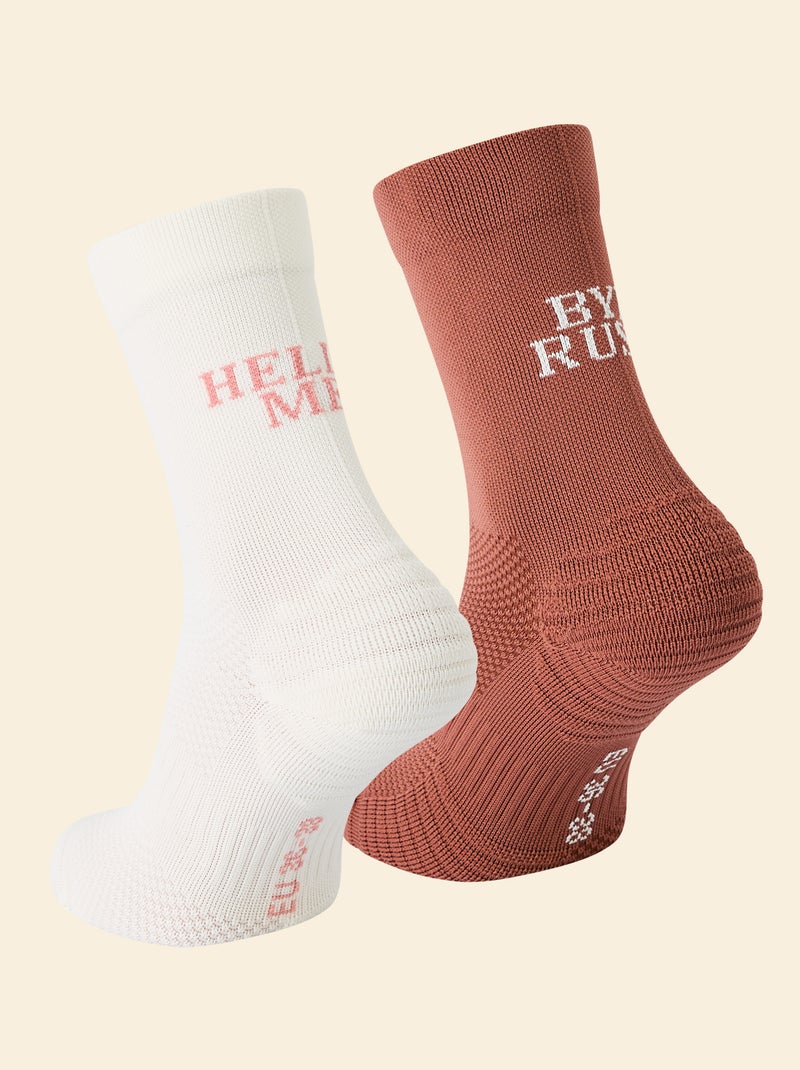 Pack de 2 pares de calcetines altos (ekstract) compresivos lisos Rosa - Kiabi