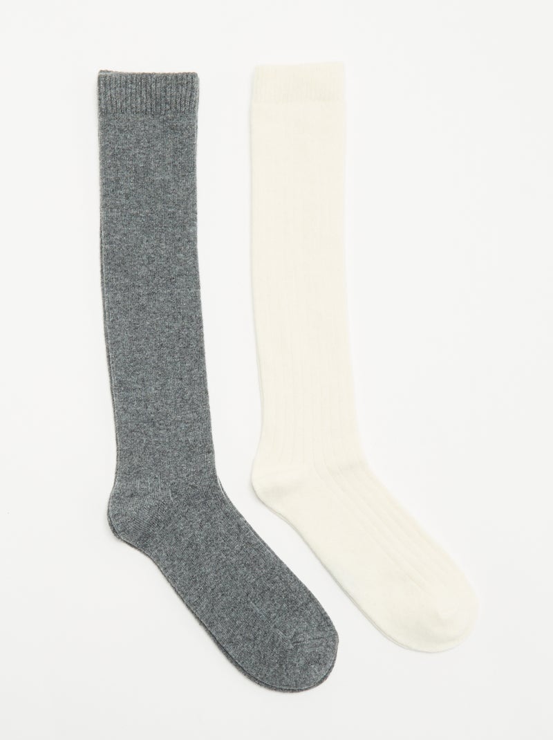 Pack de 2 pares de calcetines altos Gris - Kiabi