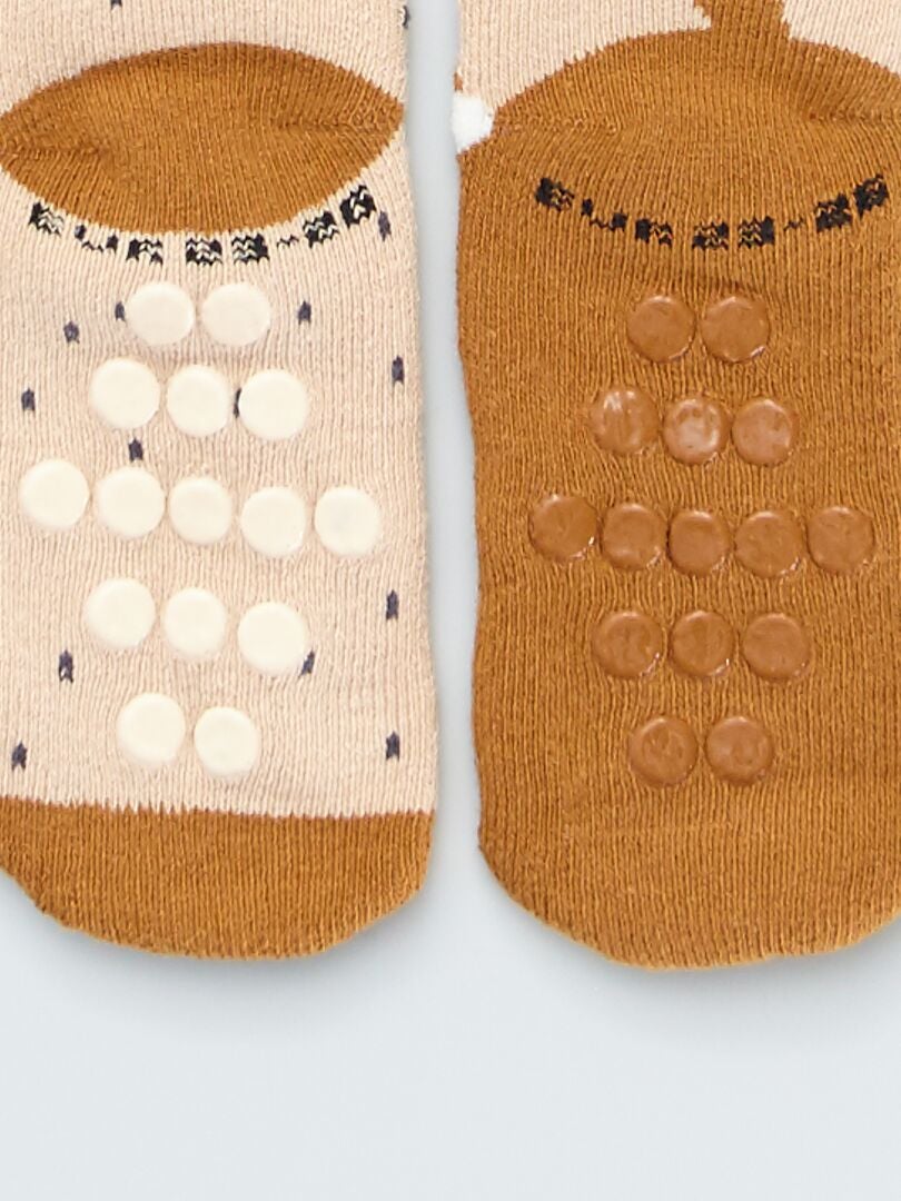 Pack de 2 pares de calcetines antideslizantes - BEIGE - Kiabi -
