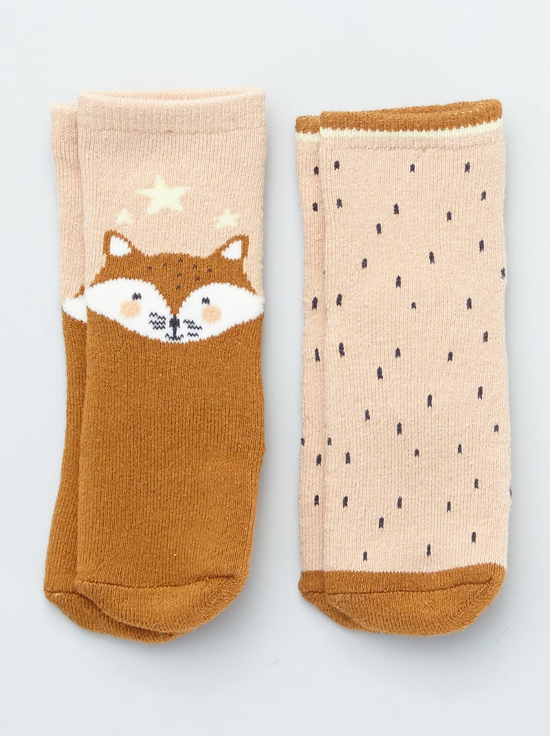 Pack de 2 pares de calcetines antideslizantes BEIGE - Kiabi