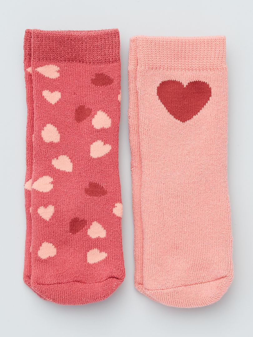 Pack de 2 pares de calcetines antideslizantes corazones - Kiabi