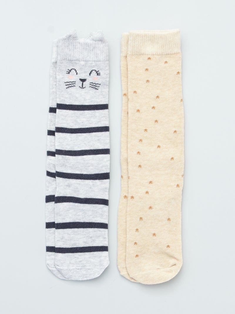 Pack de 2 pares de calcetines antideslizantes gato - Kiabi