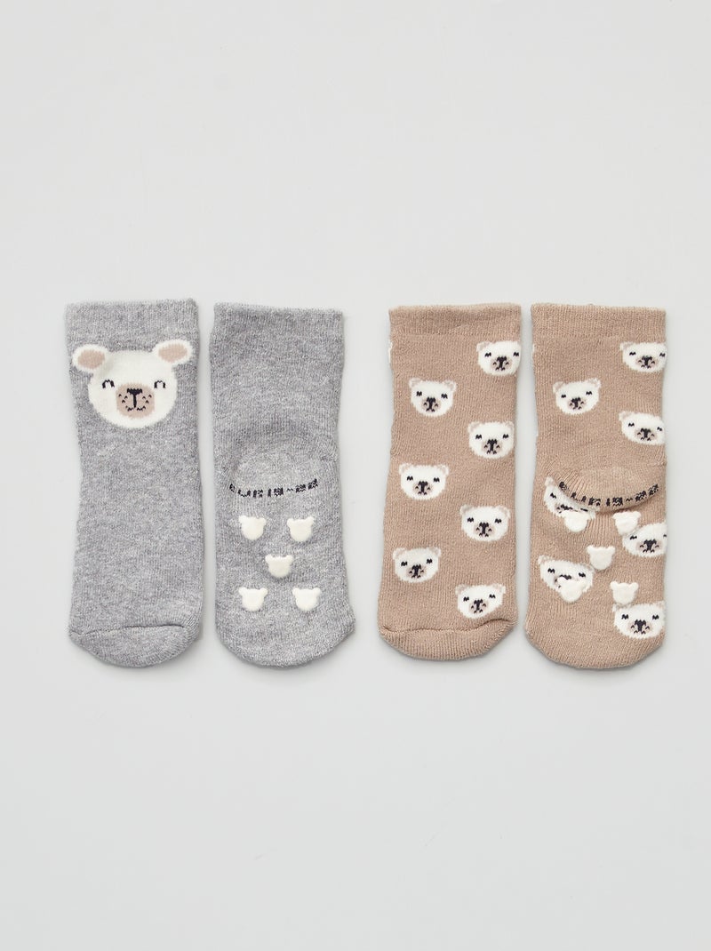 Pack de 2 pares de calcetines antideslizantes GRIS - Kiabi