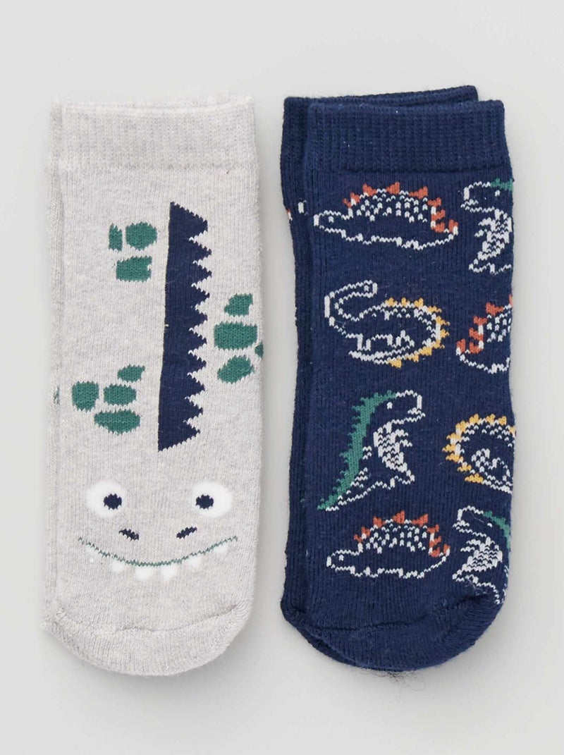 Pack de 2 pares de calcetines antideslizantes gris/marino - Kiabi