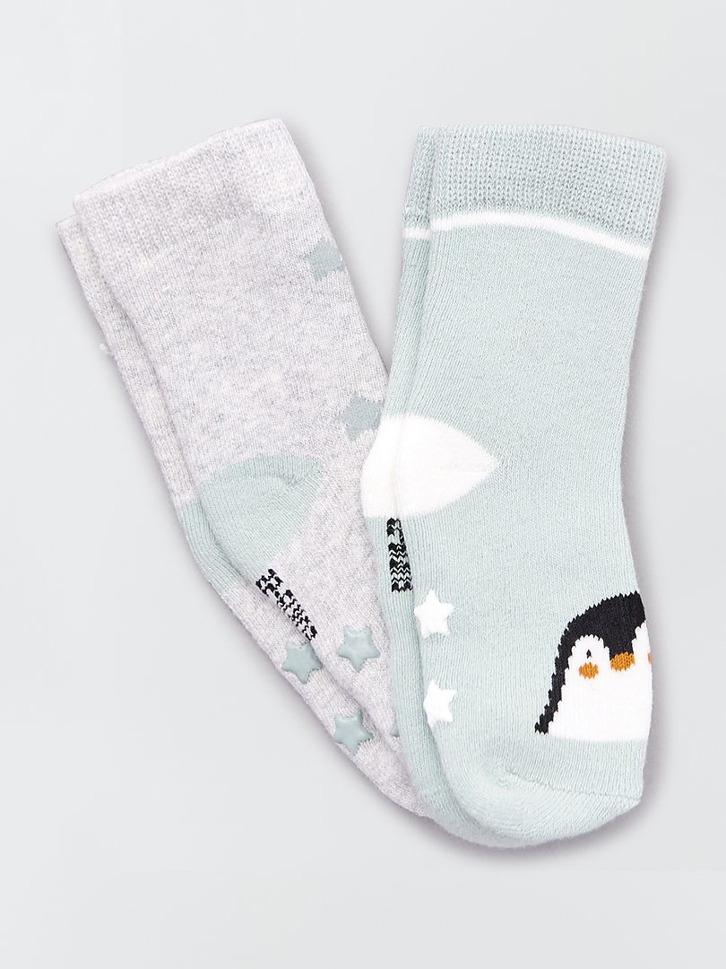 Pack de 2 pares de calcetines antideslizantes pingüino - Kiabi