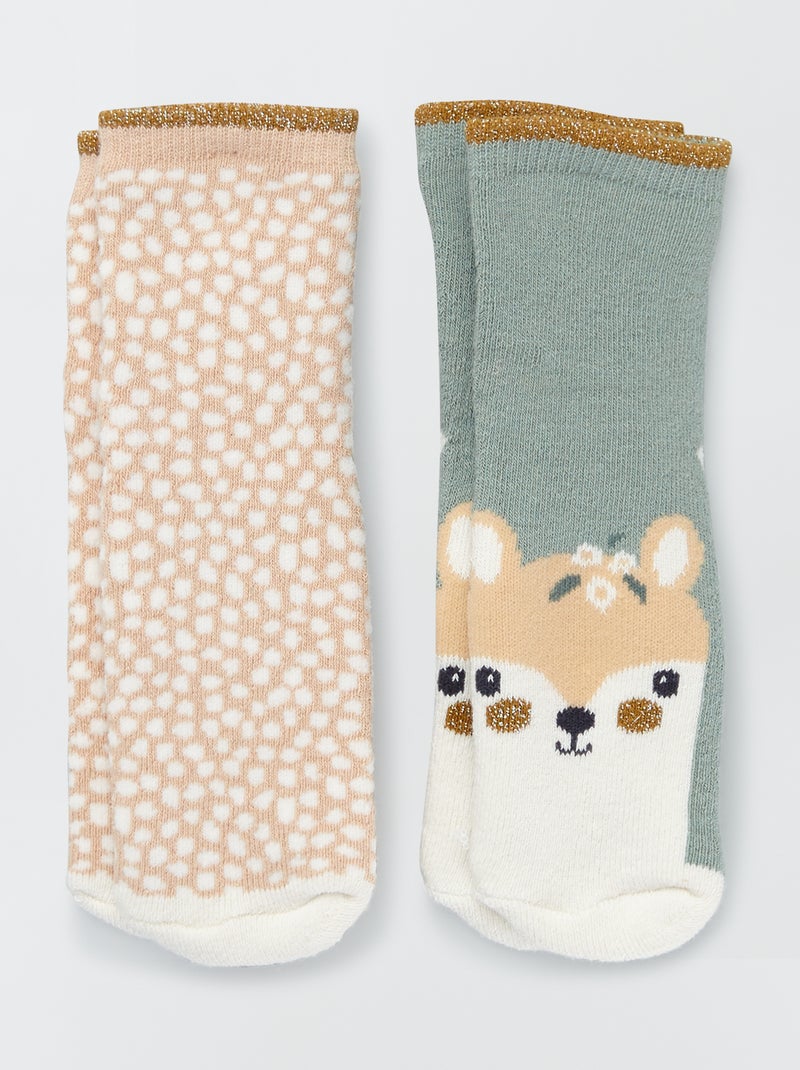 Pack de 2 pares de calcetines antideslizantes ROSA - Kiabi