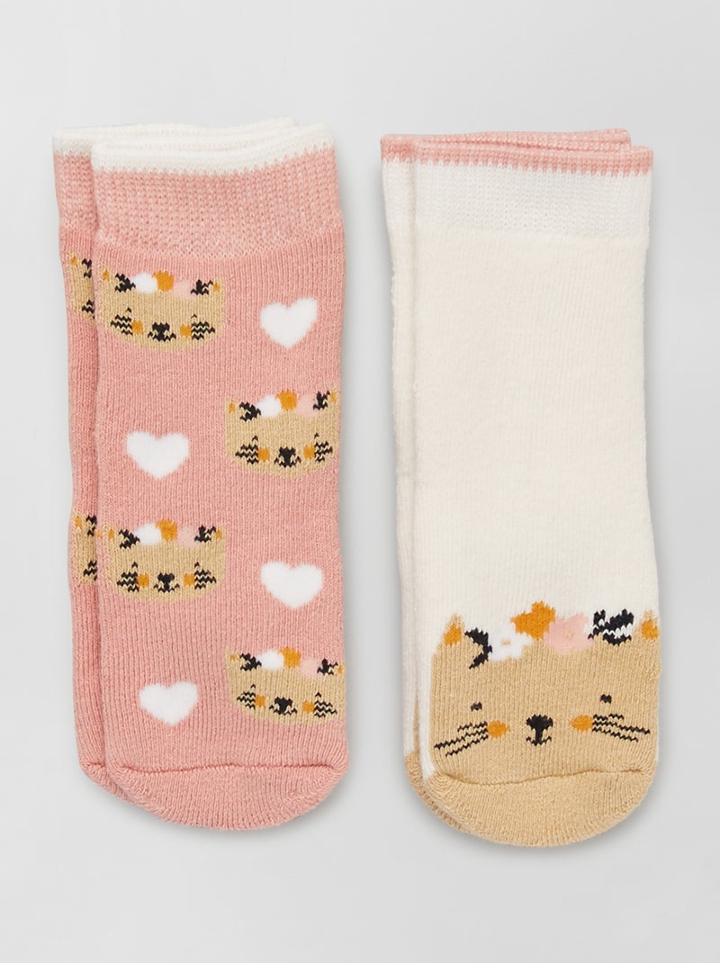 Pack de 2 pares de calcetines antideslizantes ROSA - Kiabi