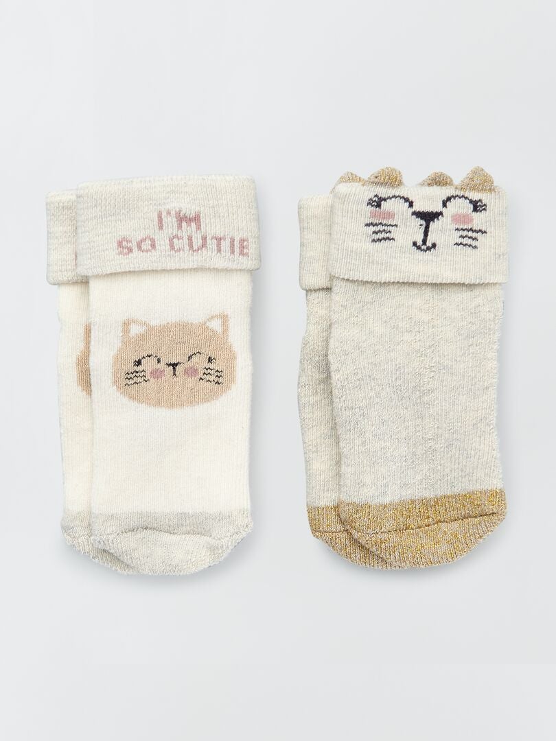 Pack de 2 pares de calcetines BEIGE - Kiabi