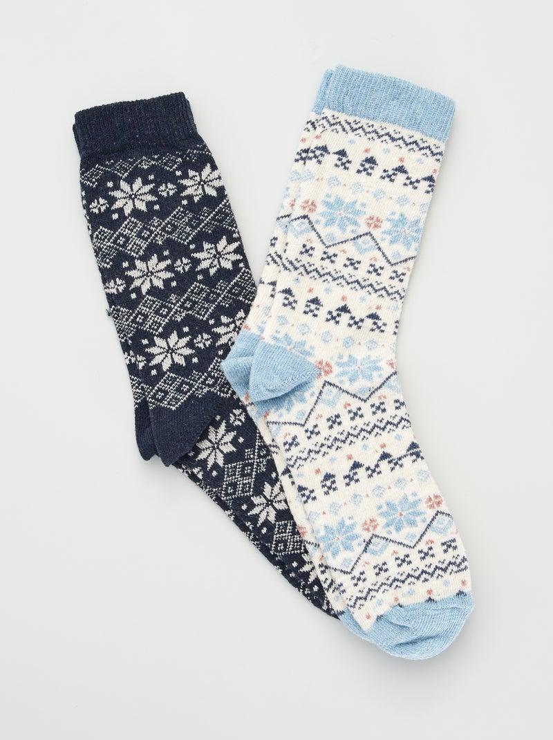 Pack de 2 pares de calcetines beige/azul - Kiabi
