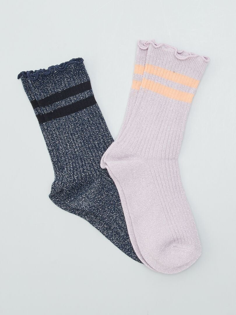 Pack de 2 pares de calcetines brillantes PURPURA - Kiabi
