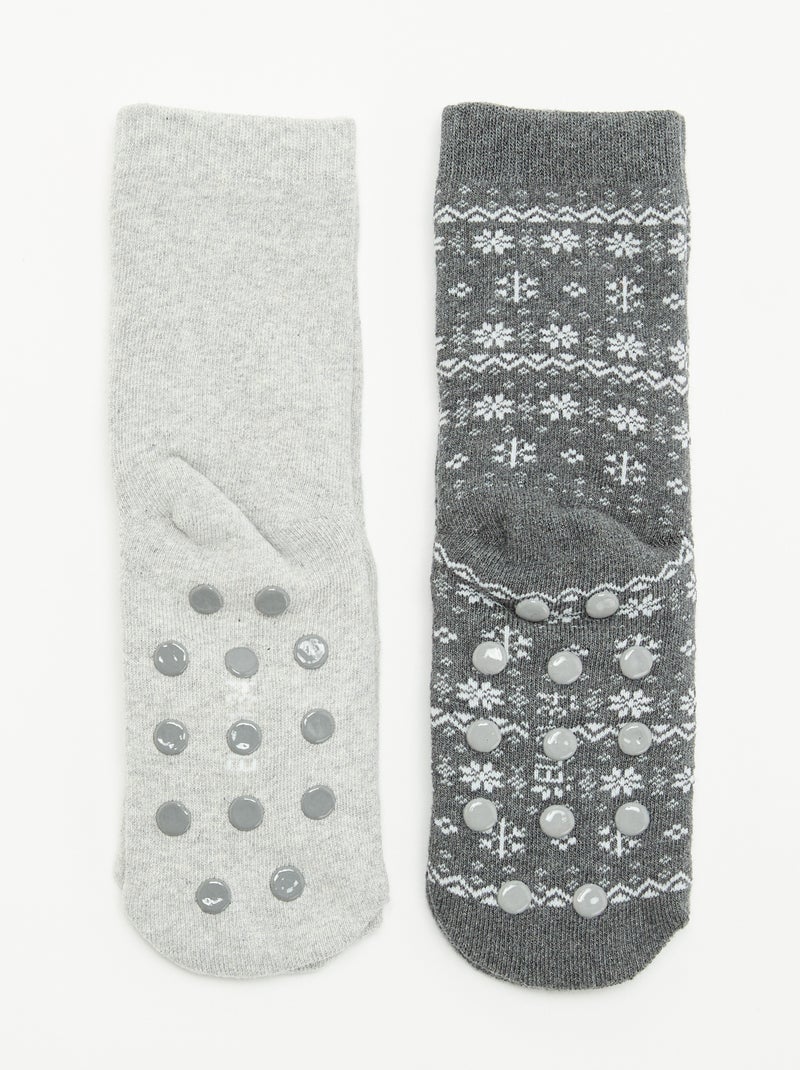 Pack de 2 pares de calcetines calentitos - Navidad Gris - Kiabi