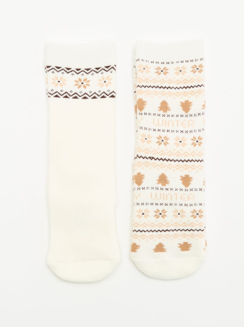 Pack de 2 pares de calcetines cálidos Beige - Kiabi
