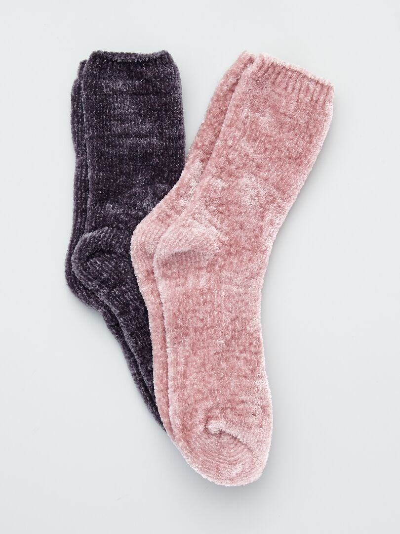 Pack de 2 pares de calcetines cálidos ROSA - Kiabi