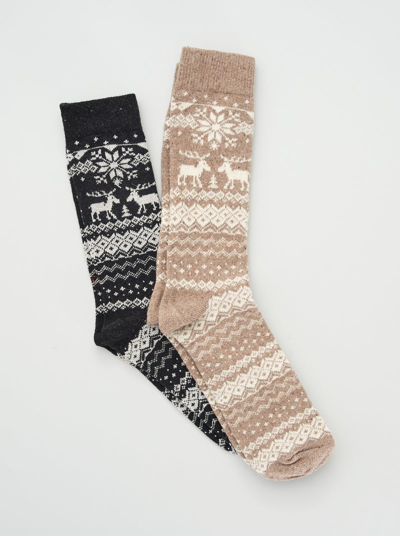 Pack de 2 pares de calcetines con estampado BEIGE - Kiabi