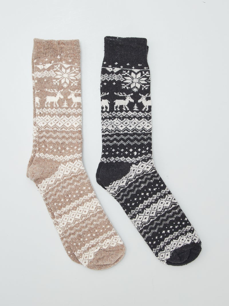 Pack de 2 pares de calcetines con motivo BEIGE - Kiabi