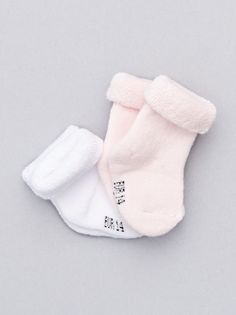 Pack de 2 pares de calcetines de algodón orgánico blanco/rosa - Kiabi
