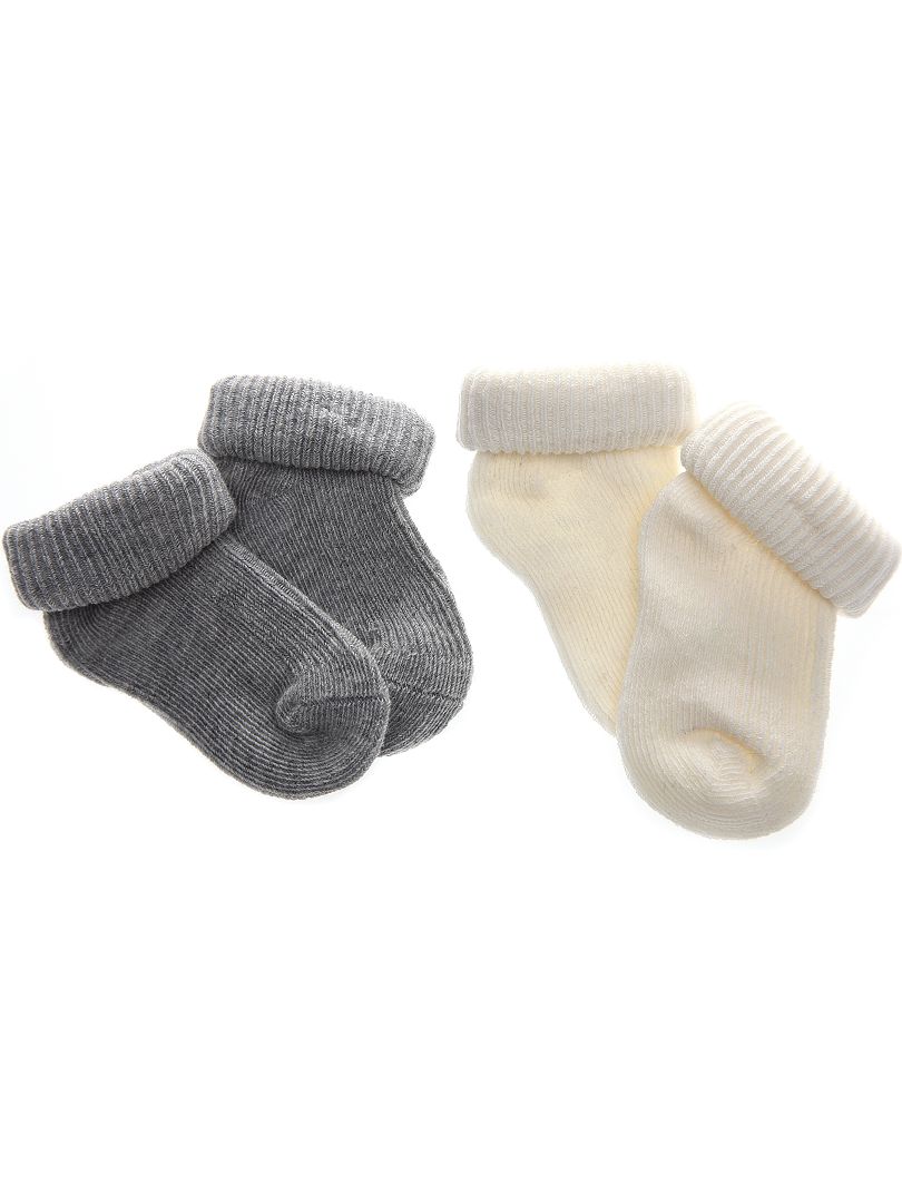 Pack de 2 pares de calcetines de algodón orgánico gris/crudo - Kiabi