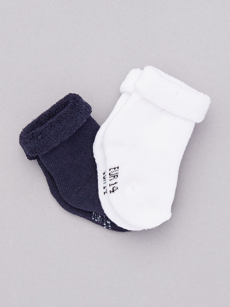Pack de 2 pares de calcetines de algodón orgánico marino/blanco - Kiabi