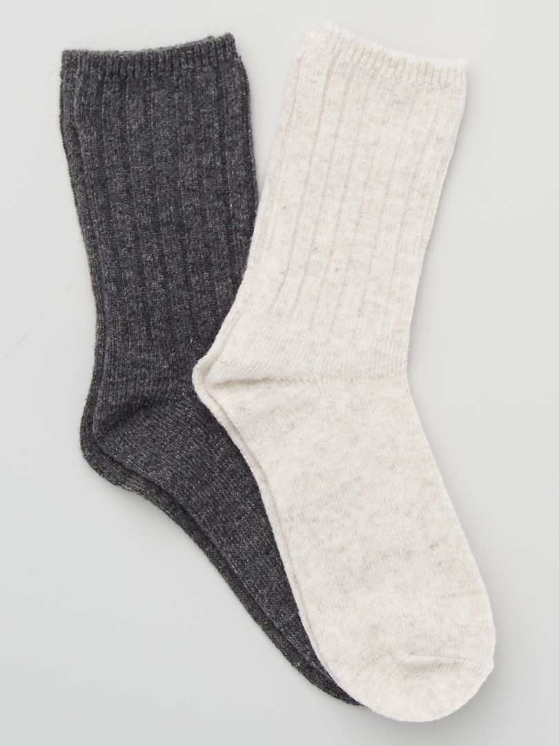 Pack de 2 pares de calcetines de canalé BEIGE - Kiabi