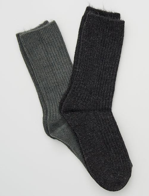 Pack de 2 pares de calcetines de lana                                                     KAKI 

