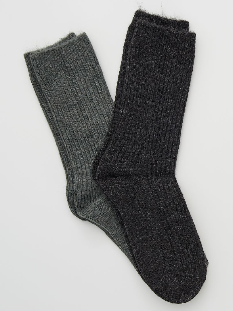 Pack de 2 pares de calcetines de lana KAKI - Kiabi