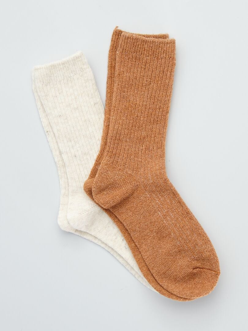Pack de 2 pares de calcetines de lana malva - Kiabi