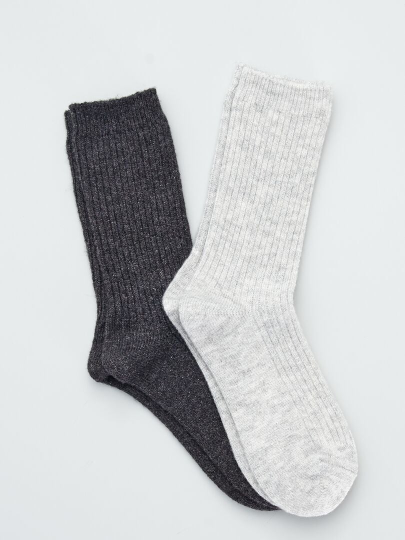 Pack de 2 pares de calcetines de lana negro - Kiabi