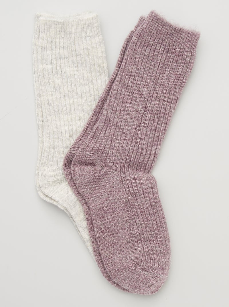 Pack de 2 pares de calcetines de lana PURPURA - Kiabi