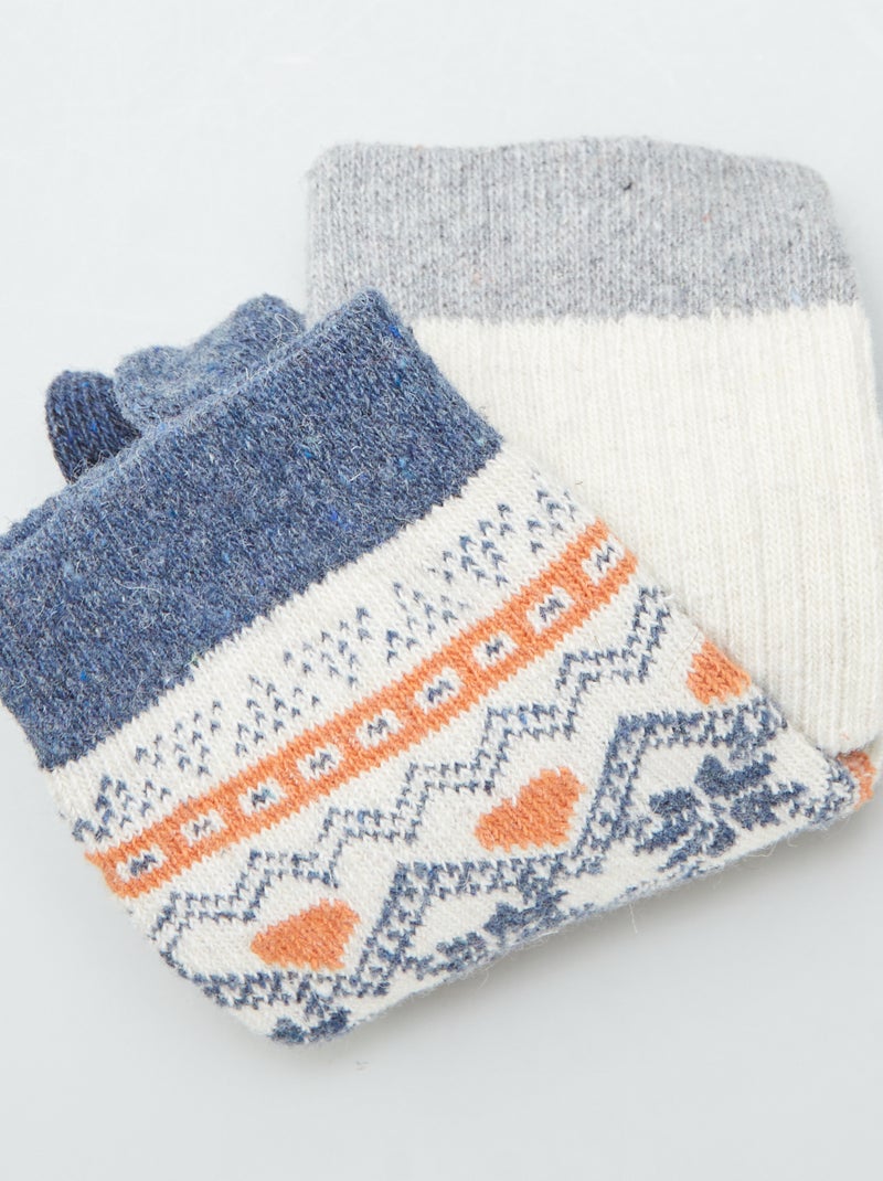 Pack de 2 pares de calcetines de mezcla de lana BEIGE - Kiabi