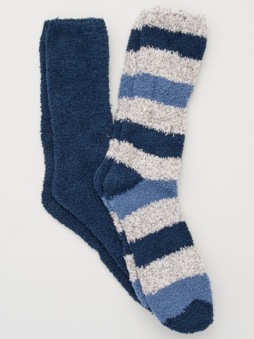Pack de 2 pares de calcetines de punto suave azul - Kiabi